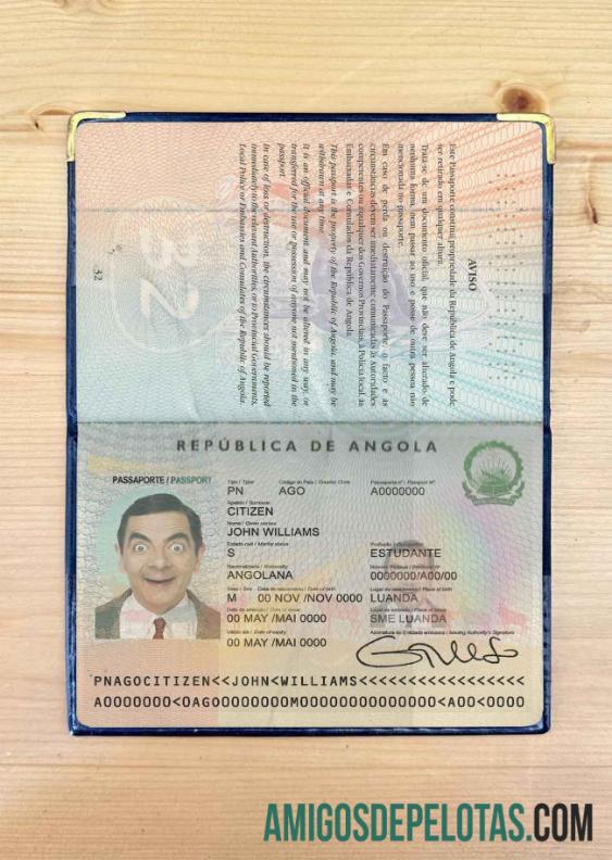 Foto do Passaporte Angolano modelo